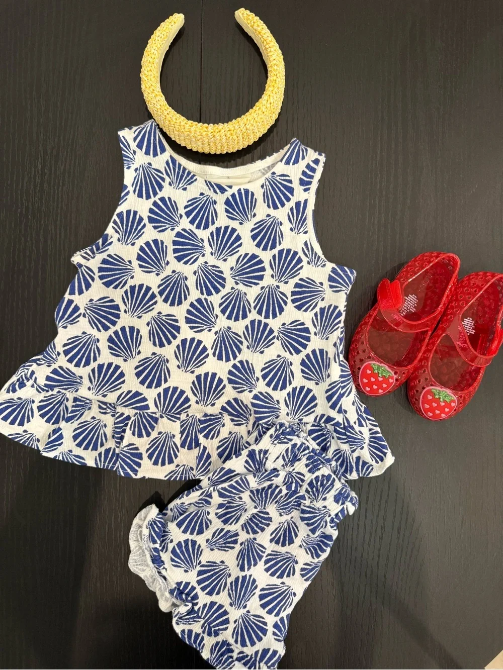 H&M White and Blue Floral Girls Matching Set